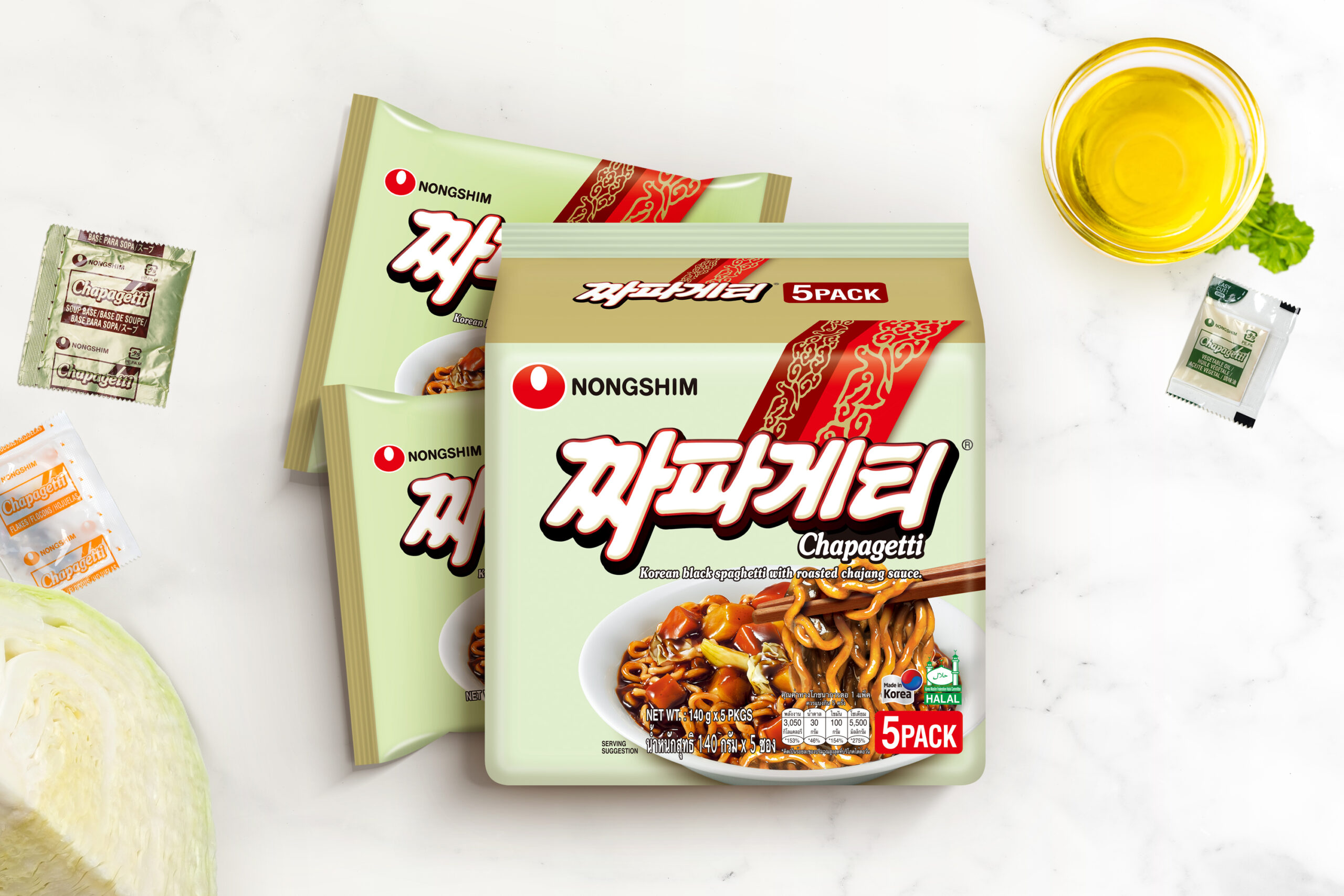 Nongshim Chapaghetti ชาปาเก็ตตี้ บะหมี่กึ่งสำเร็จรูป พร้อมซองเครื่องปรุงรสซอสถั่วดำ  x 5 ซอง